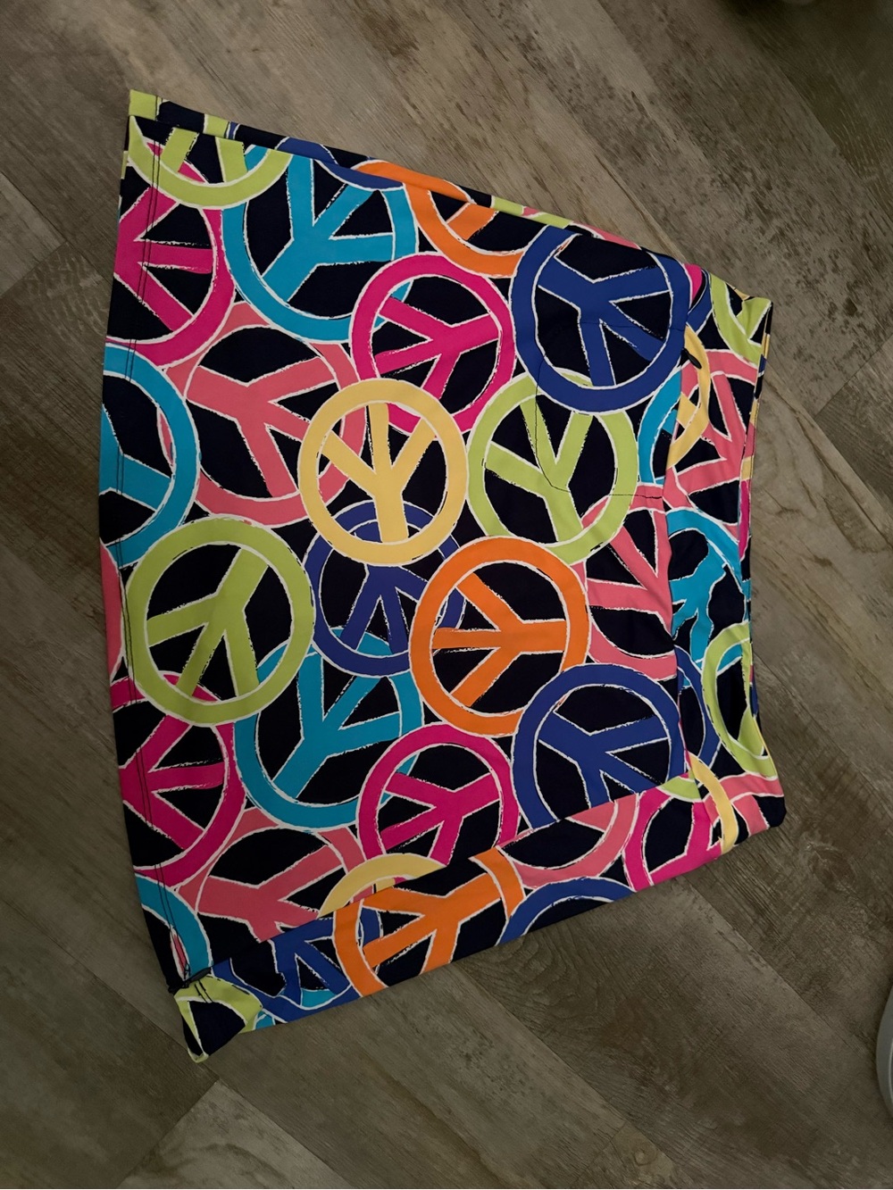 Lulu-B Neon Peace Sign Mini Skirt - Black, Pink, Blue, Lime, Orange, Yellow